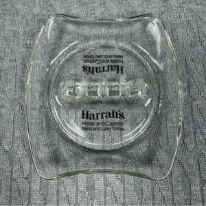 Vintage Harrah's Clear Glass Ashtray - Branded Casino Memorabilia